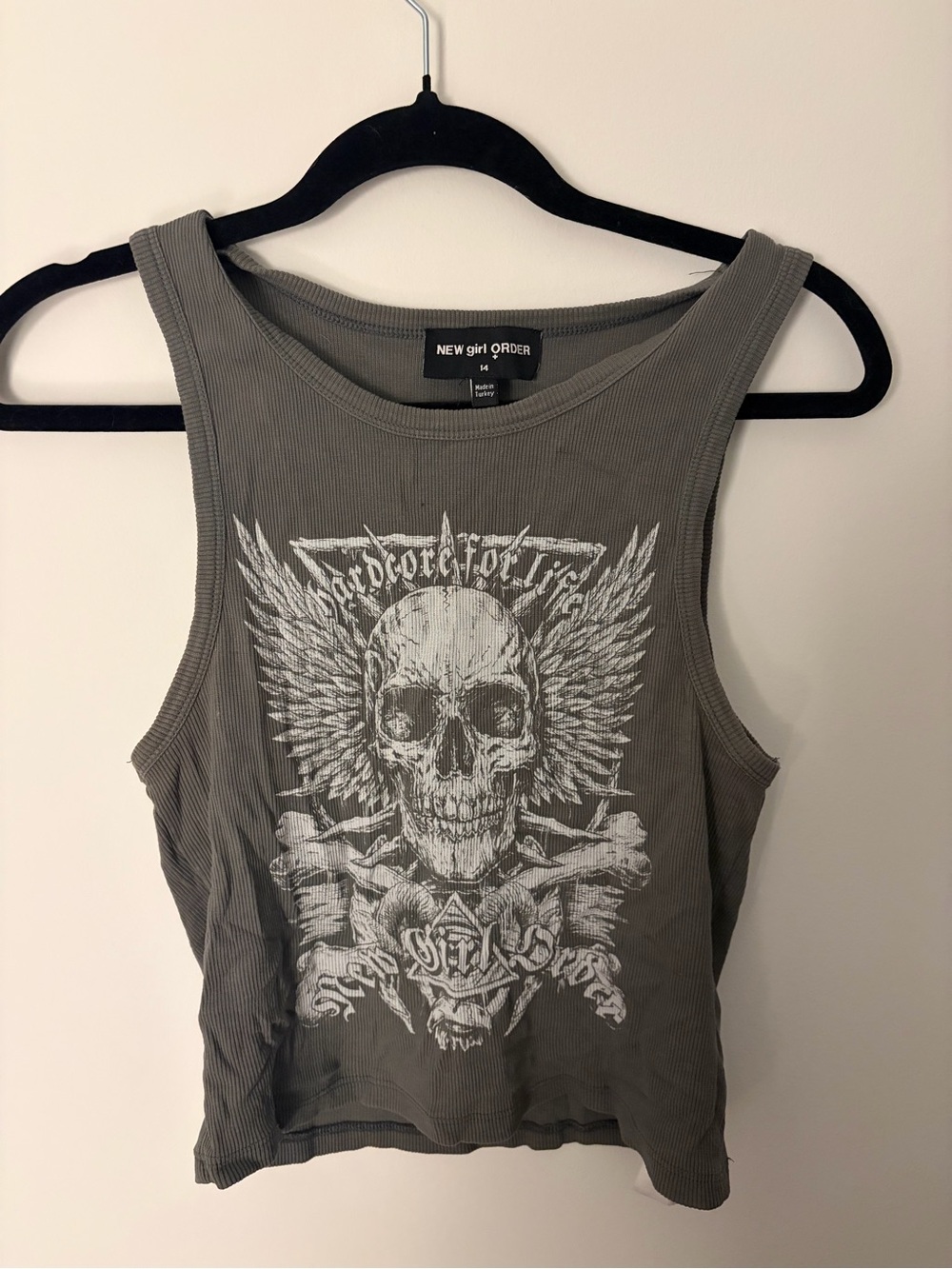 NEW girl ORDER Graphic Skull tank top Gray Size 14